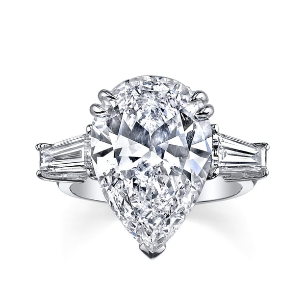Certified Pear Shape 9 1/6ct TDW Diamond Three-stone Platinum Ring (H ...