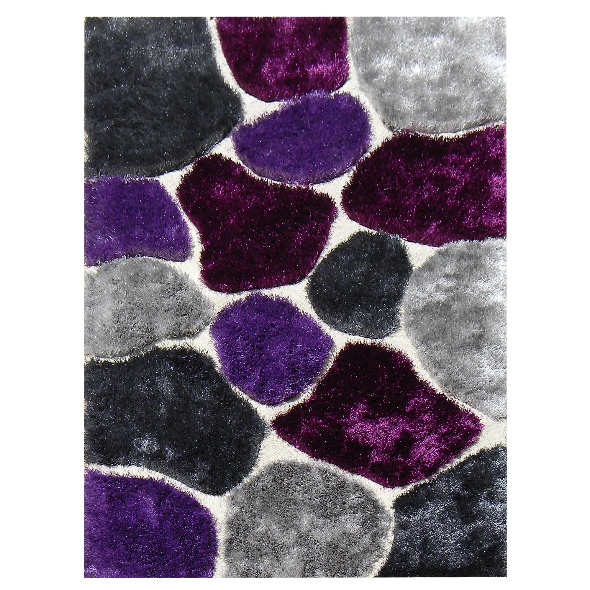 Flash Lilack Shaggy Spot Colorblocked Area Rug (5 X 7)