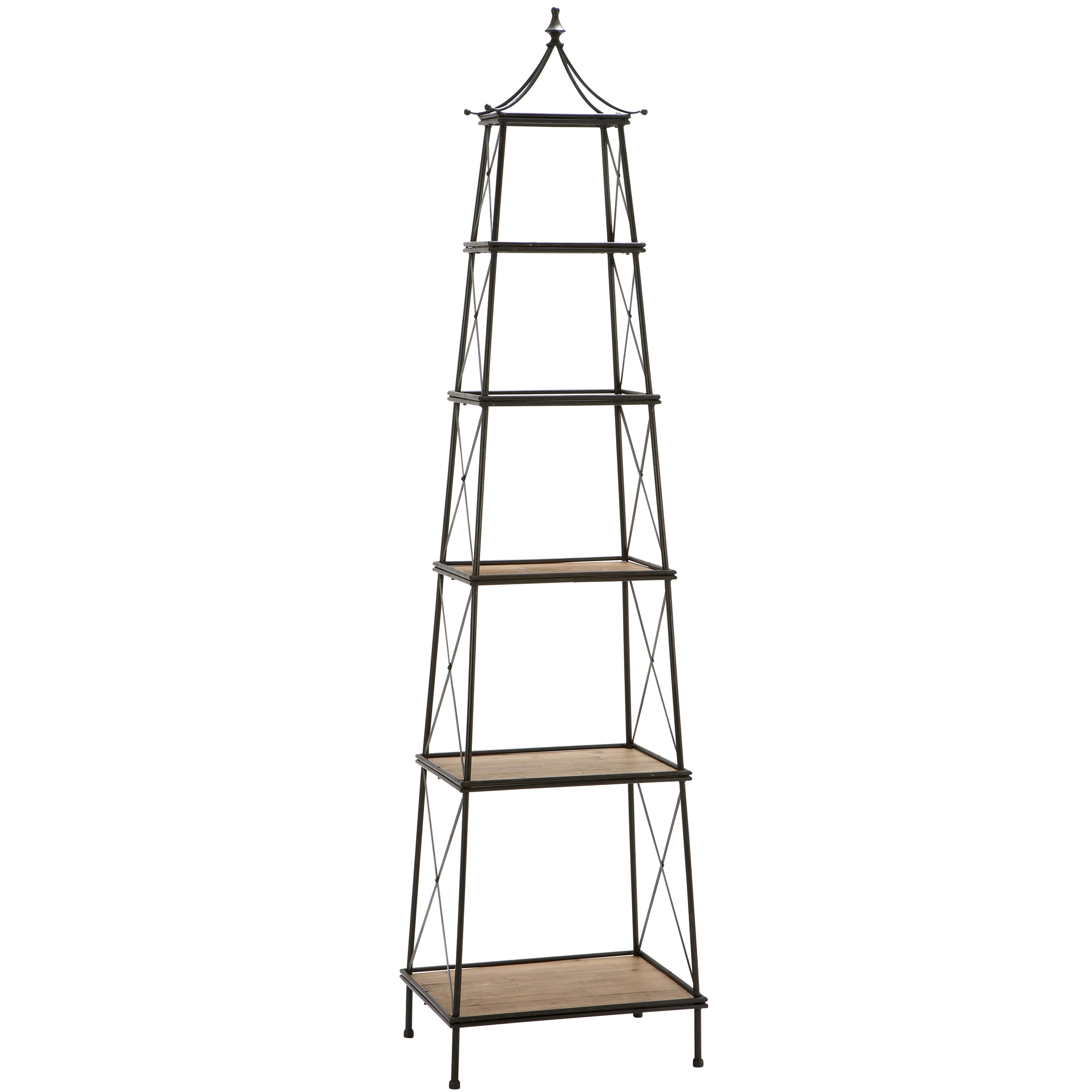 Casa Cortes Parisian 81 inch Natural Wood And Metal Widening Shelf Tower