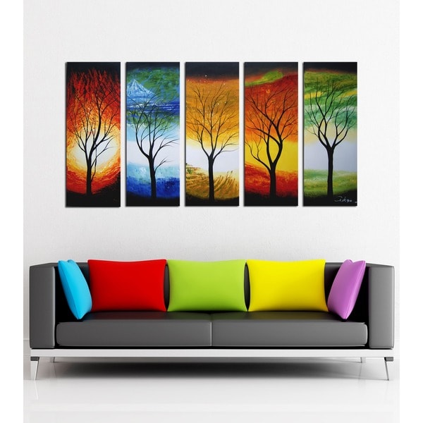 'Abstract Tree' Hand Painted Oil on Canvas Art Set - 15344103 ...