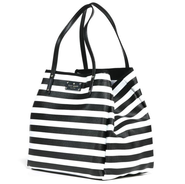 black and white striped handbag