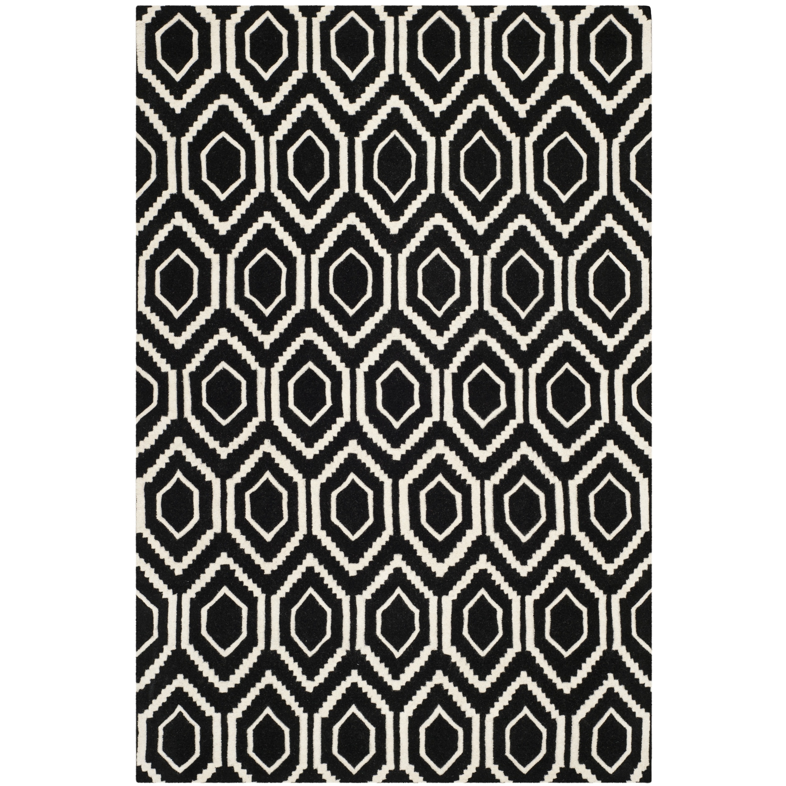 Contemporary Handmade Moroccan Black Wool Rug (8 X 10)