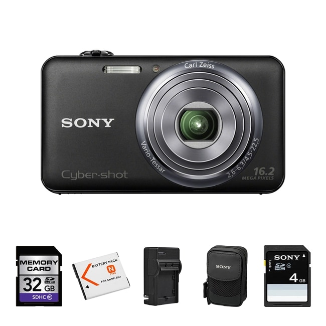 Sony Cyber shot DSC WX70 16.2MP Black Digital Camera 32GB Bundle Today