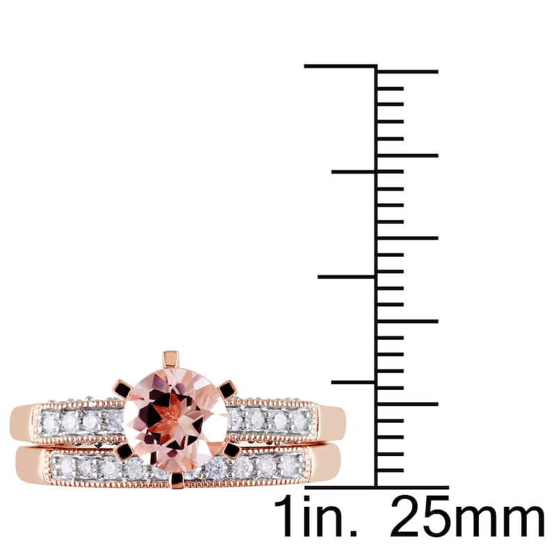 Miadora Morganite and 1/3ct TDW Diamond Bridal Set in 10k Rose Gold