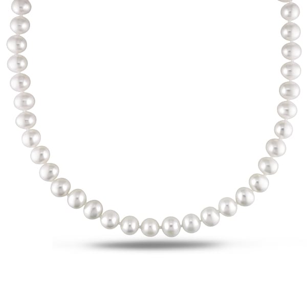 Shop Miadora Sterling Silver White Cultured Freshwater Pearl Necklace