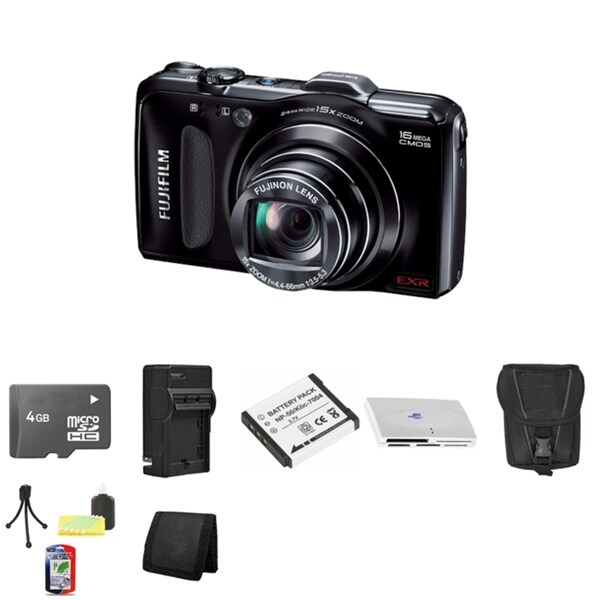 Fujifilm FinePix F600EXR 16MP Black Digital Camera 4GB Bundle Fujifilm Point & Shoot Cameras