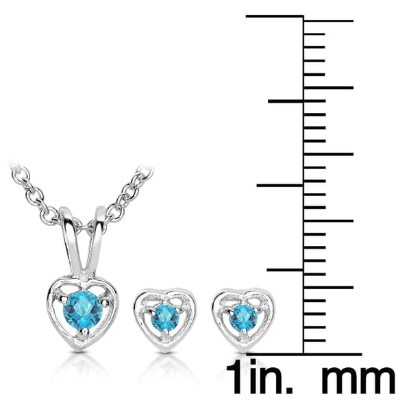 Molly and Emma Sterling Silver Children's Birthstone Heart Jewelry Set