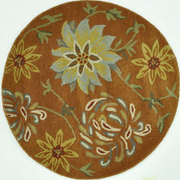 Hand Tufted Leighton Orange Wool Rug (3'0 x 3'0) Alexander Home Round/Oval/Square