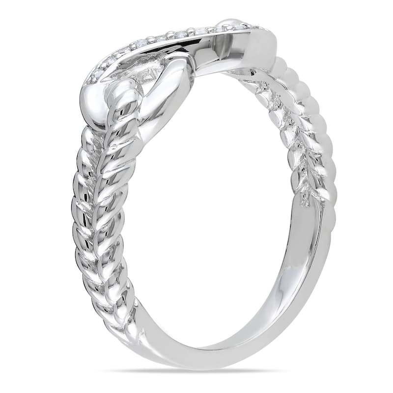 Miadora Sterling Silver Diamond Infinity Link Split Shank Ring