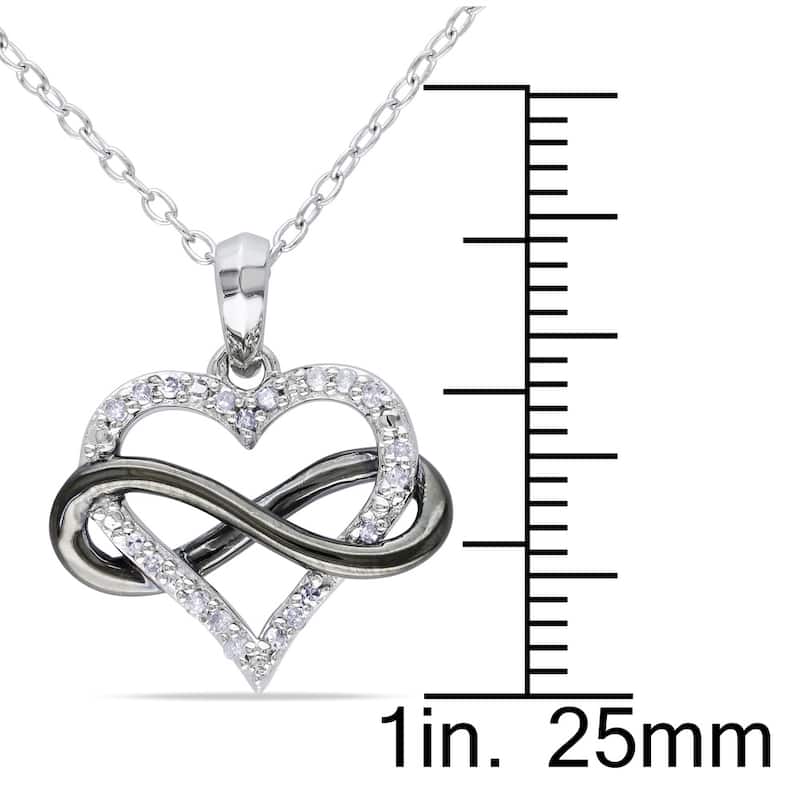 Miadora Two-Tone Sterling Silver 1/10ct TDW Diamond Infinity Heart Necklace