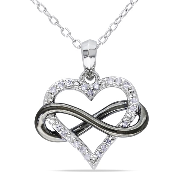 Miadora Two-Tone Sterling Silver 1/10ct TDW Diamond Infinity Heart Necklace
