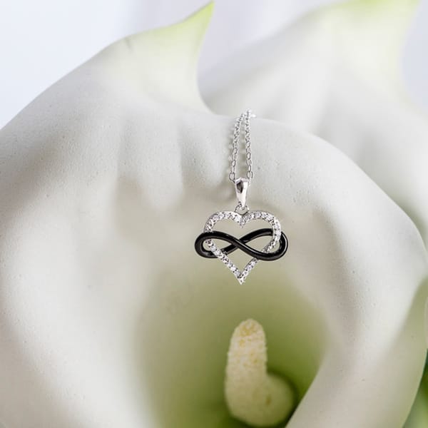 Miadora Two-Tone Sterling Silver 1/10ct TDW Diamond Infinity Heart Necklace