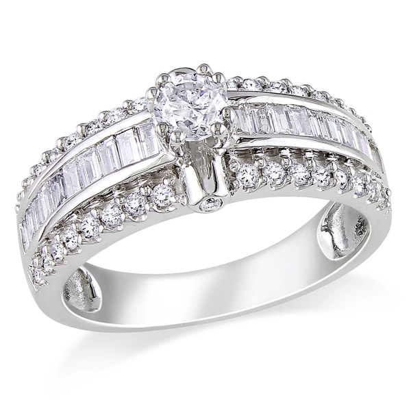 Miadora Signature Collection 14k White Gold 1ct TDW Baguette Cut Diamond Ring
