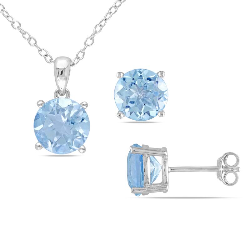 Miadora Sterling Silver Sky Blue Topaz Jewelry Set