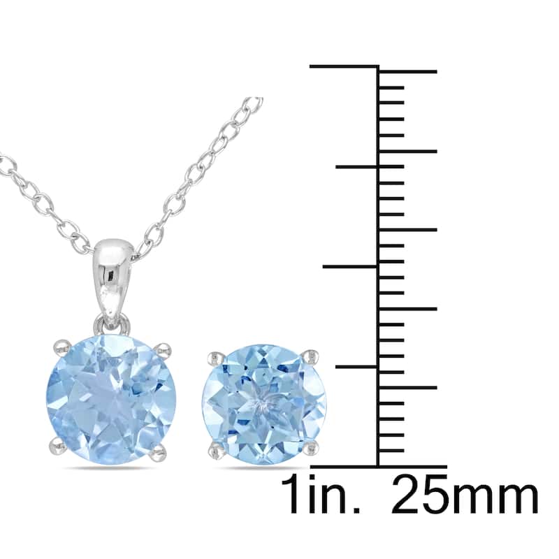 Miadora Sterling Silver Sky Blue Topaz Jewelry Set