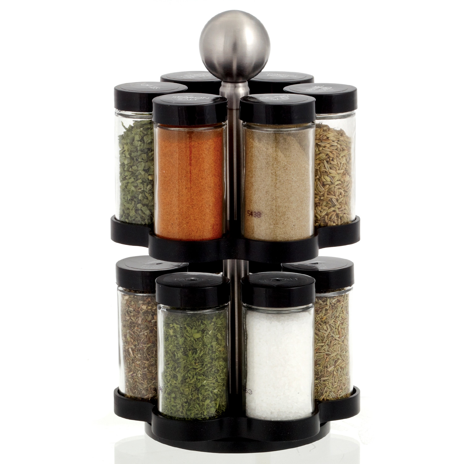 Orii 16 Jar Spice Rack with Spices Included - Rotating Countertop 2 Tier  Tower Organizer for Kitchen Spices and Seasonings, Free Spice Refills for 5