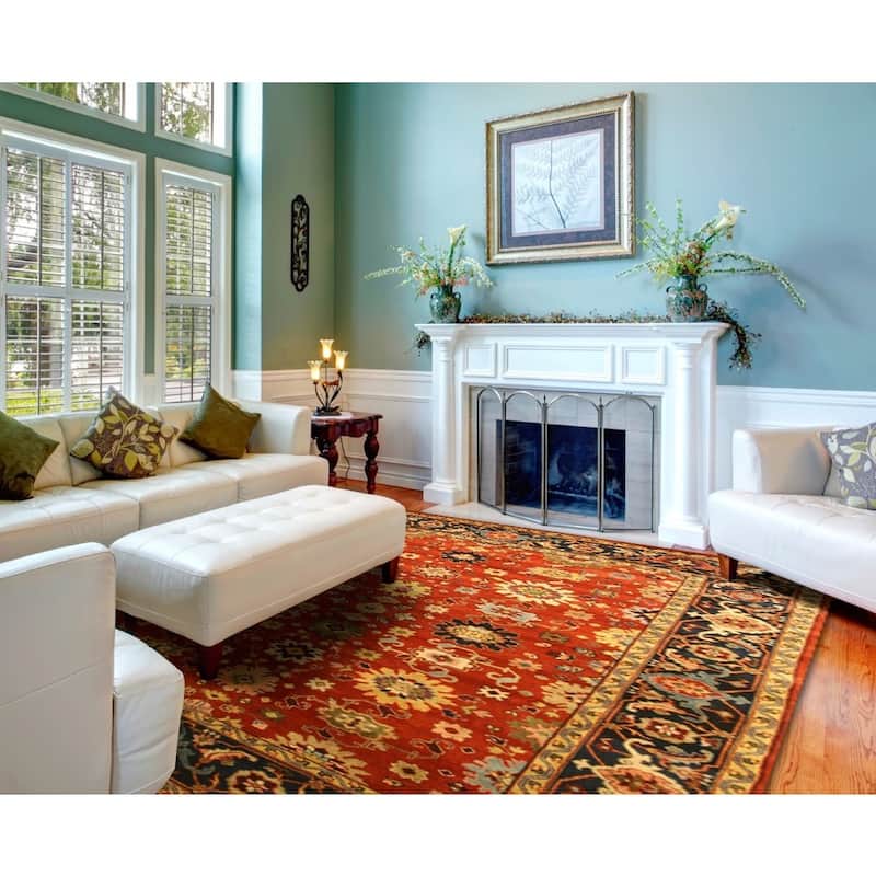 Hand-knotted Wool Rust Traditional Oriental Super Mahal Design Area Rug