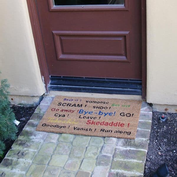 Shop Rubber Cal Go Away Scram Leave Humorous Door Mat 18 X 30