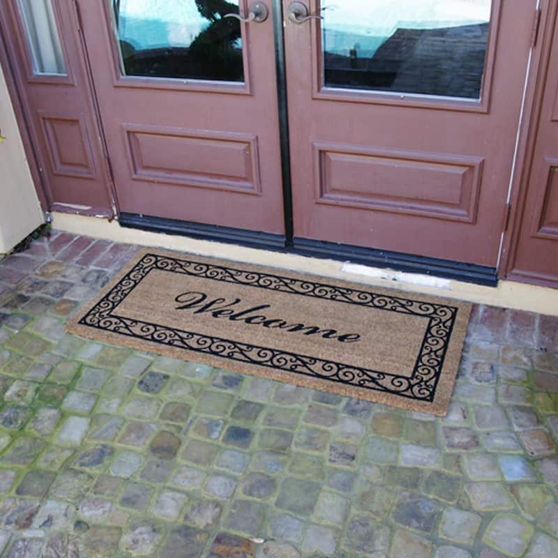Rubber-Cal "Estate Style Welcome Doormat" Coco Coir Mats, 24 x 57-Inch