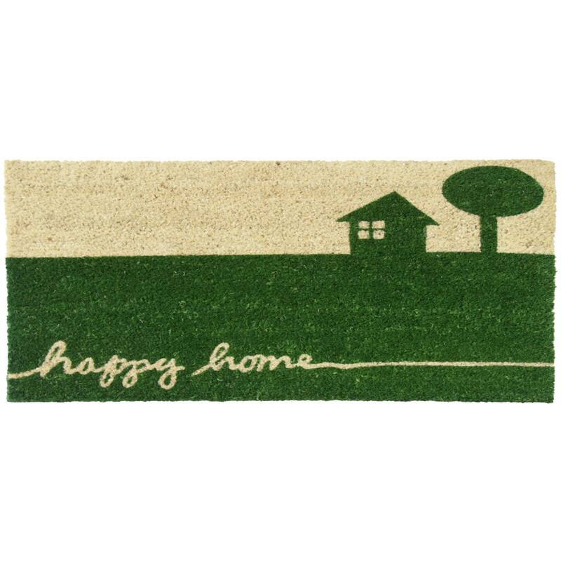 Rubber-Cal "Happy Home" Country Door Mat, 18 by 30-Inch - Green