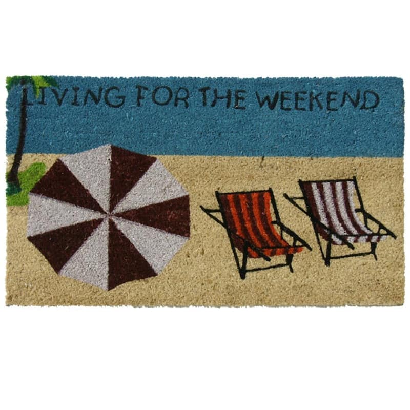 Rubber-Cal "Living for the Weekend" Beach Doormat, 18 by 30-Inch - 18 x 30 - 18 x 30