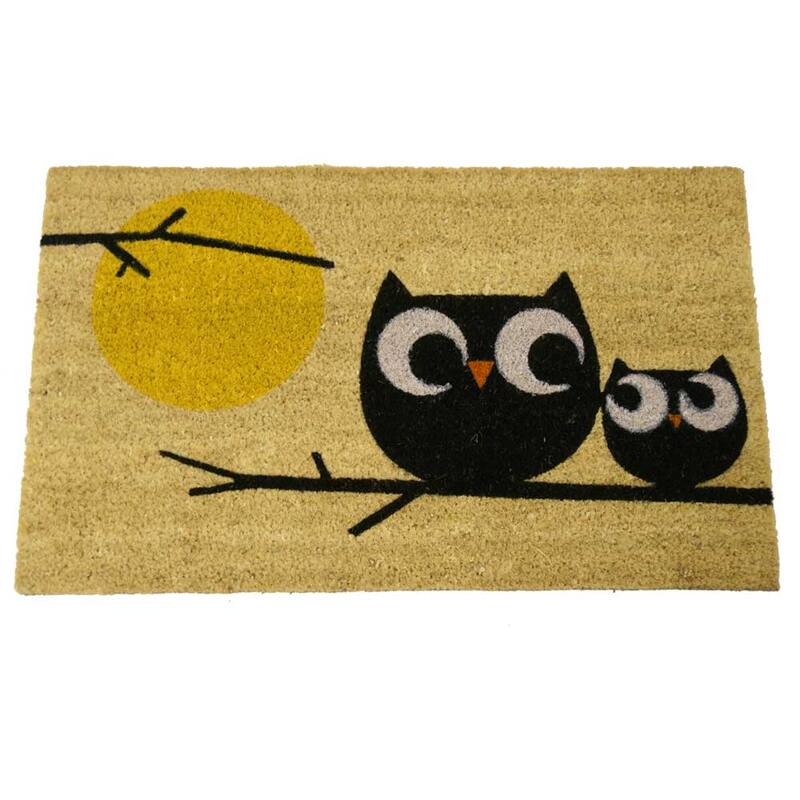 Rubber-Cal "Affection! Owl Doormats" Coir Entrance Mats, 18 x 30-Inch