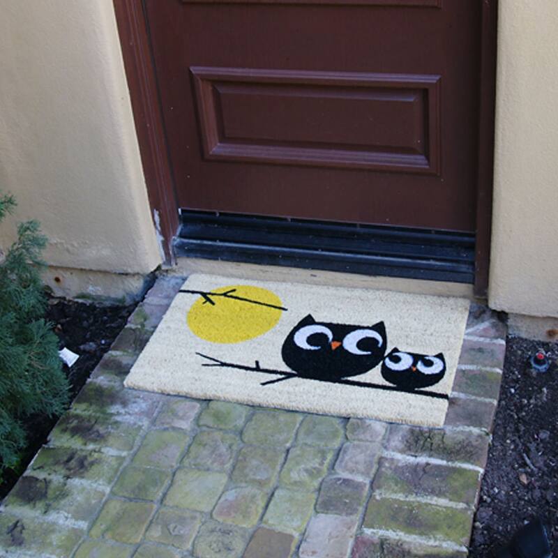 Rubber-Cal "Affection! Owl Doormats" Coir Entrance Mats, 18 x 30-Inch