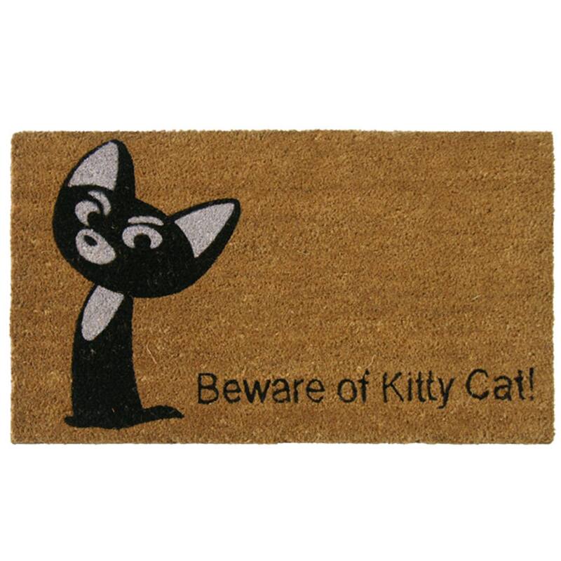 Rubber-Cal "Beware of Kitty Cat Doormat" Animal Doormats, 18 x 30-Inch