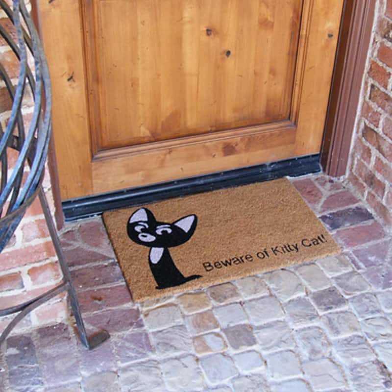 Rubber-Cal "Beware of Kitty Cat Doormat" Animal Doormats, 18 x 30-Inch
