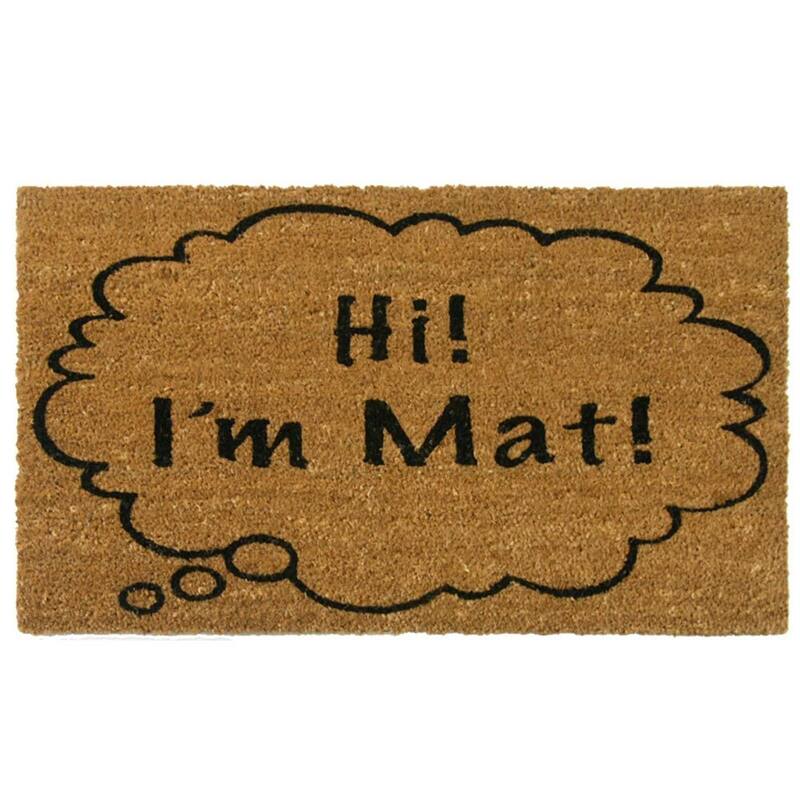 Rubber-Cal "Hi I'm Mat" Coir Doormat Funny Doormats, 18 x 30-Inch