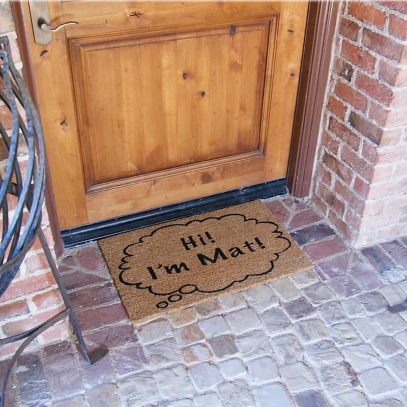 Rubber-Cal "Hi I'm Mat" Coir Doormat Funny Doormats, 18 x 30-Inch
