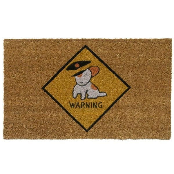 Rubber Cal Police Beware of Dog Coir Outdoor Door Mat