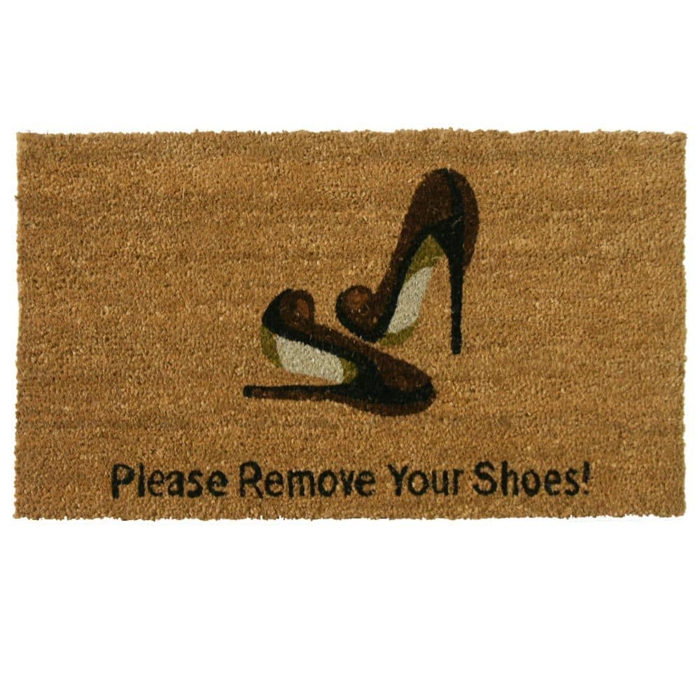 Rubber-Cal Welcome and Please Remove your Shoes 18 in. x 30 in