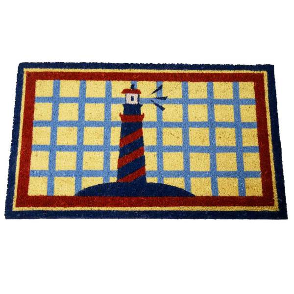 'Lighthouse on Cape Cod' Coir Outdoor Door Mat Rubber Cal Door Mats