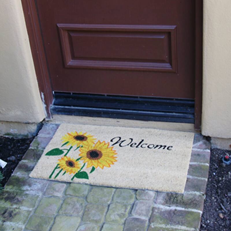 Rubber-Cal Sunflower Welcome Floral Door Mat, 18 by 30-Inch