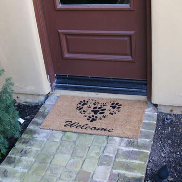 Rubber-Cal Heart-Shaped Paws Welcome Mat 18 by 30-Inch