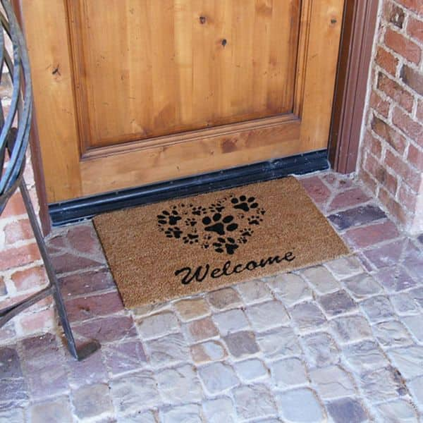 Heart Shaped Paws Welcome Mat