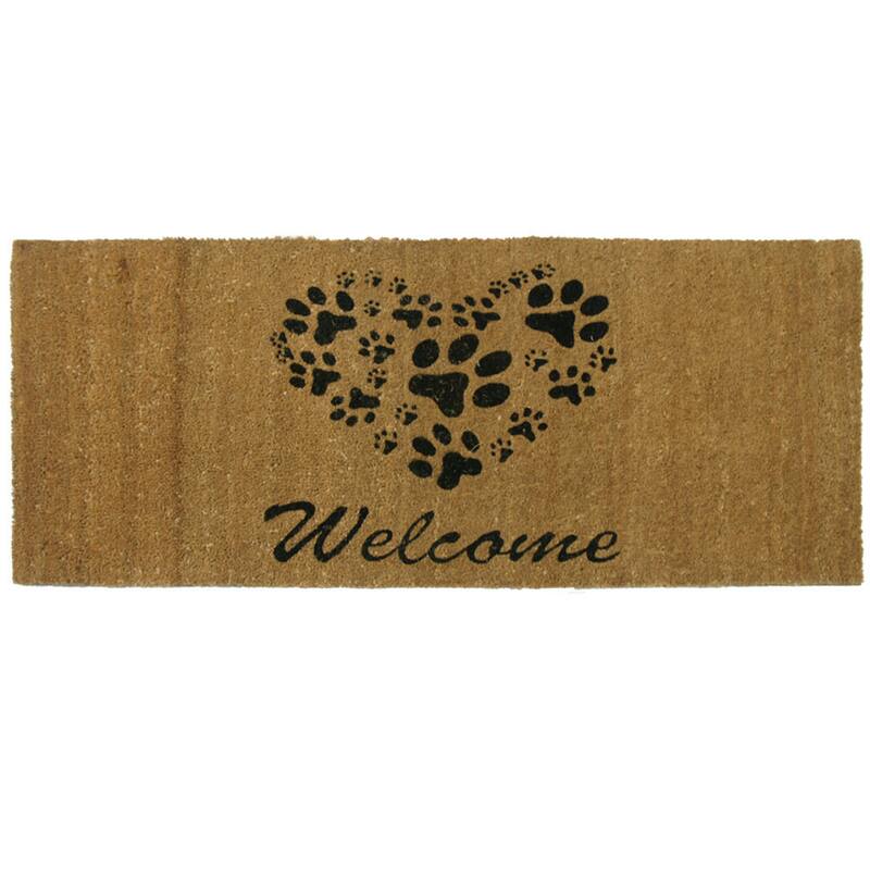 Rubber-Cal "Heart-Shaped Paws" Welcome Mat, 24 by 57-Inch