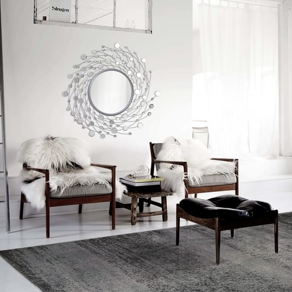 slide 1 of 5, Ren Wil 'Como' Spinning Circle Frame Mirror - Grey