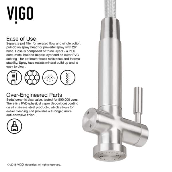 Shop Vigo Dresden Stainless Steel Pull Down Kitchen Faucet With