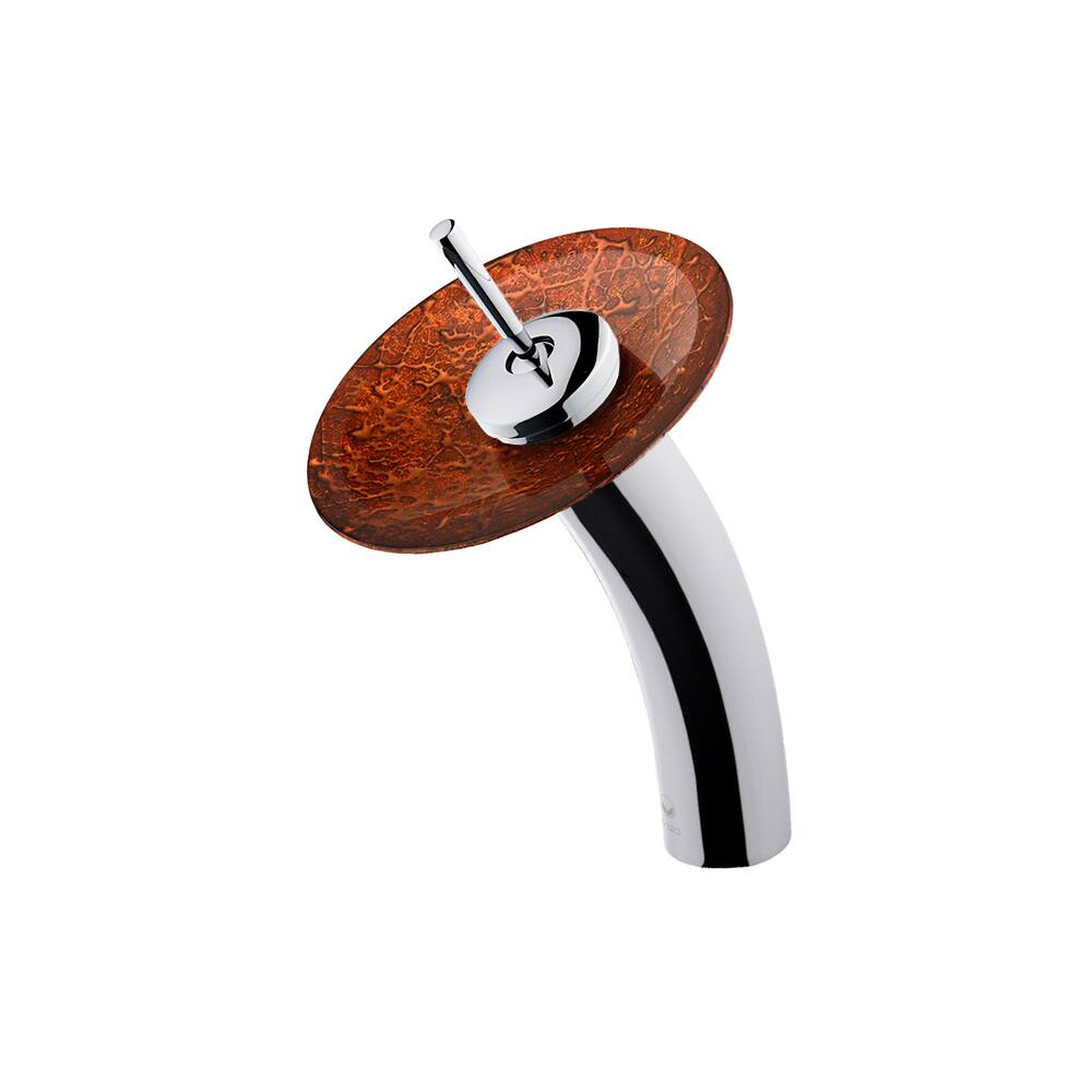 VIGO Mahogany Moon Glass Disc Single-lever Waterfall Chrome Bathroom Faucet