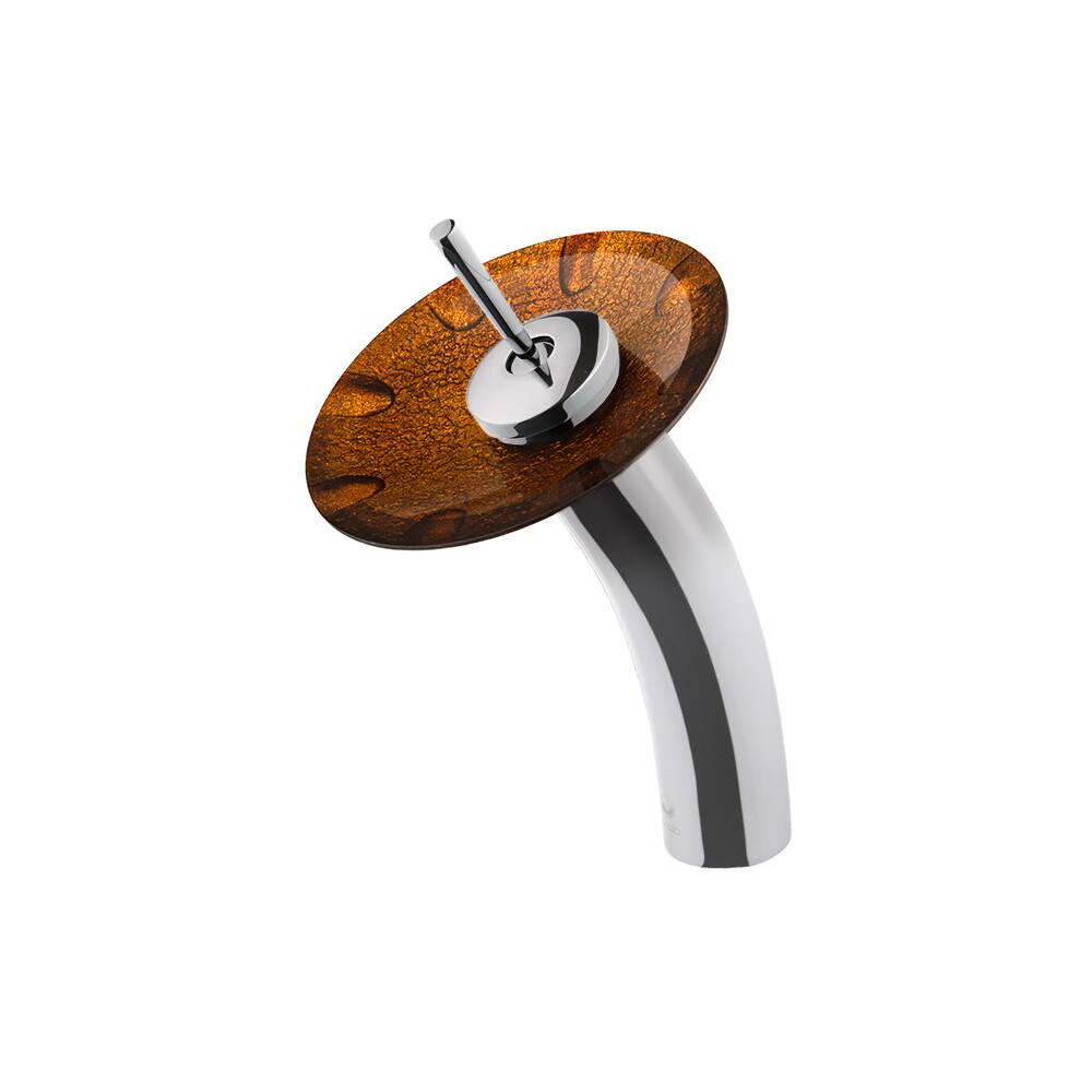 VIGO Walnut Shell Glass Disc Single-lever Waterfall Chrome Bathroom Faucet - Walnut/chrome