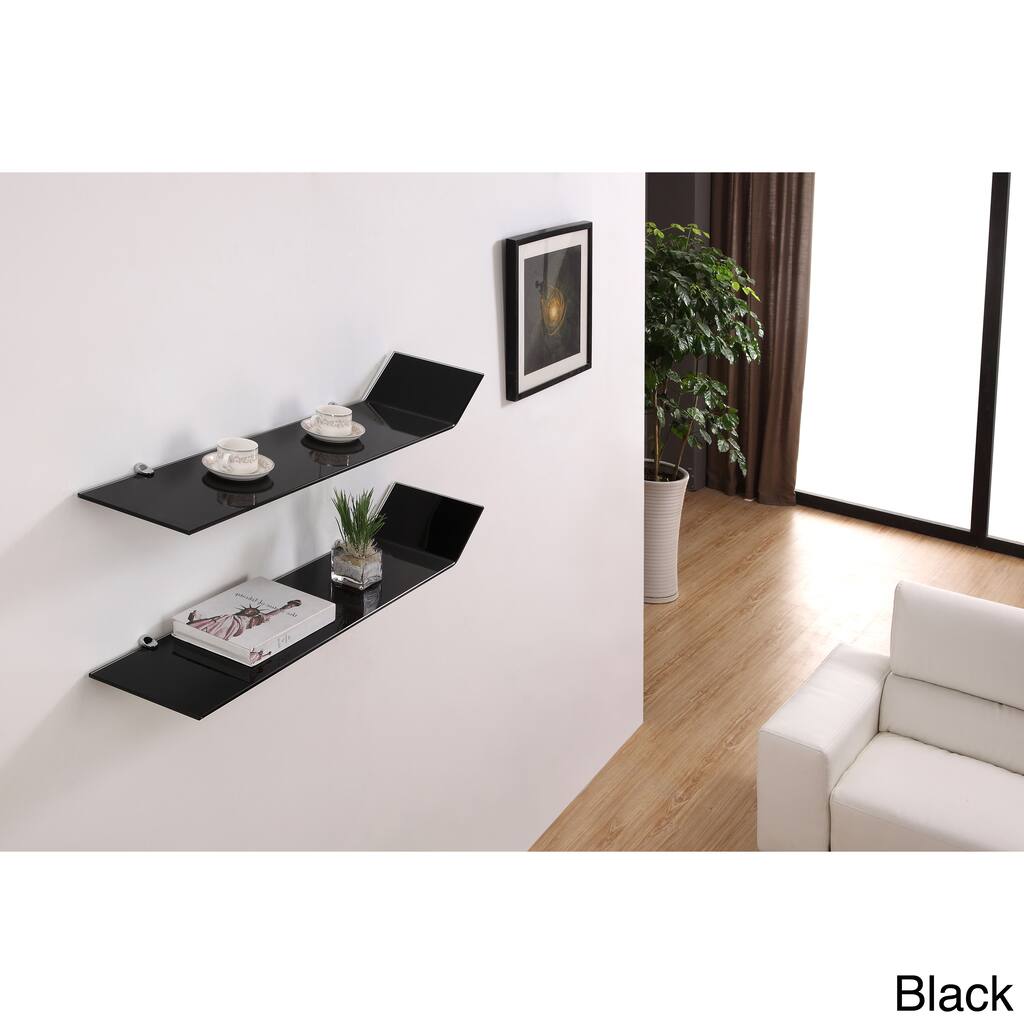 Gravity Modern Glass Shelves (Set of 2)