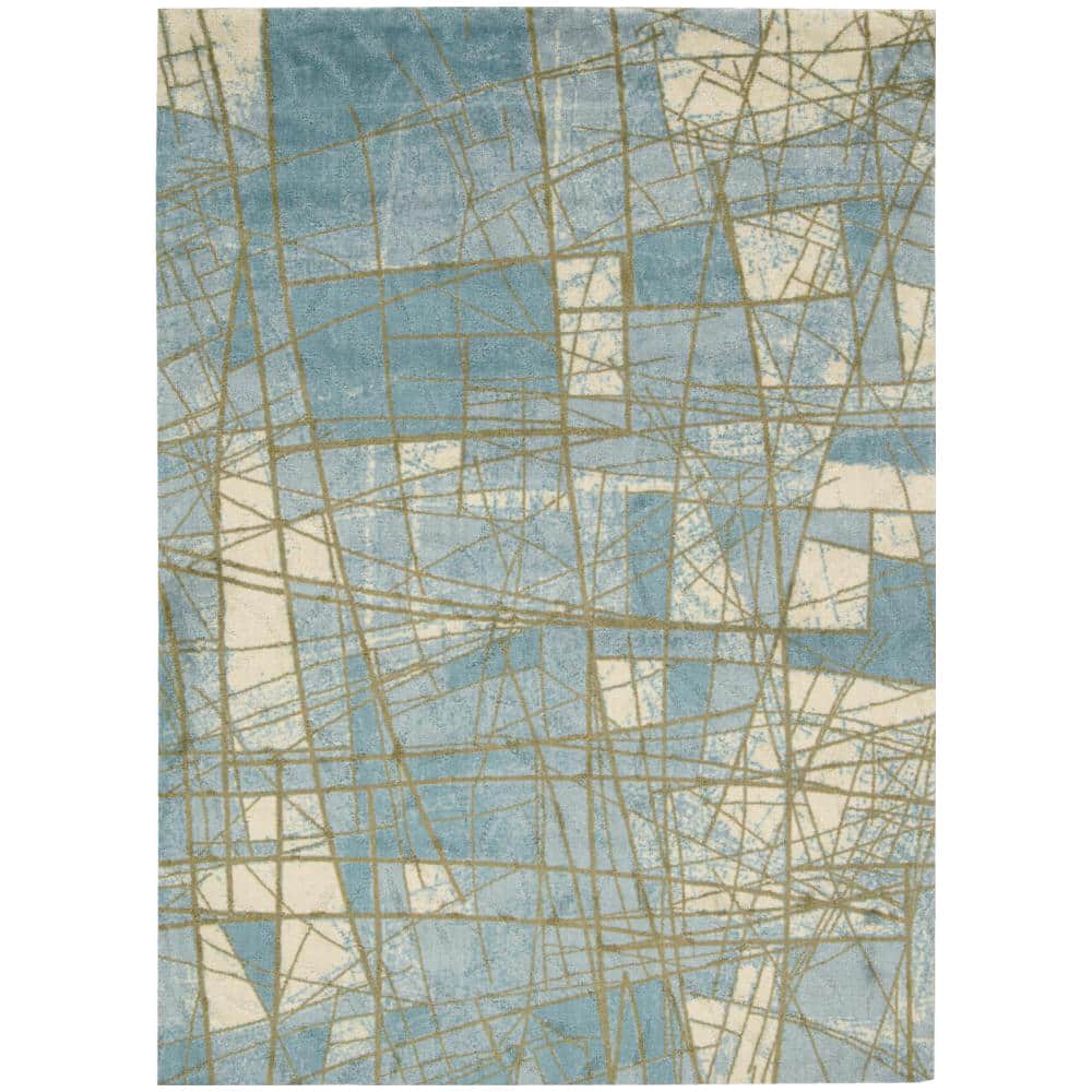 Luxor Abstract Mosaic Blue Rug (8' x 10')
