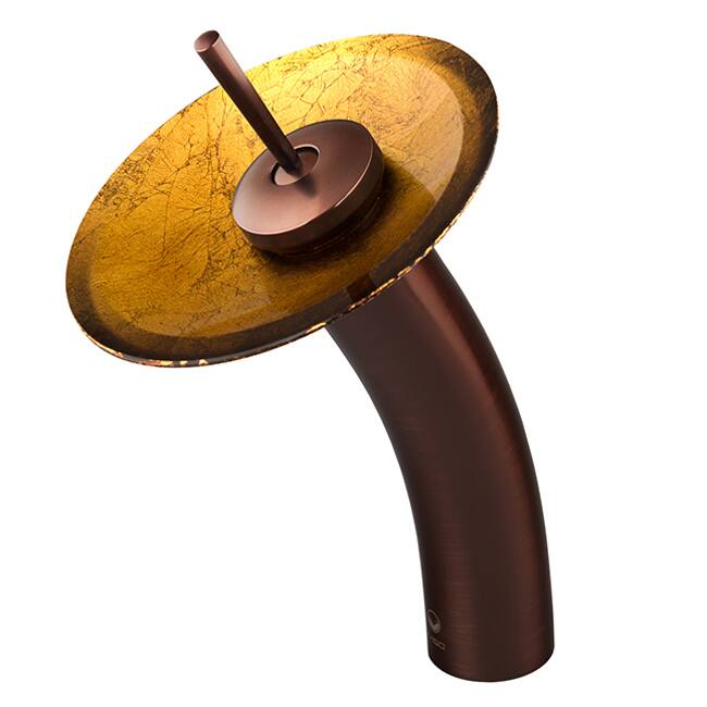 VIGO Single Lever Liquid Gold Glass Disc in Oil Rubbed Bronze Waterfall Faucet