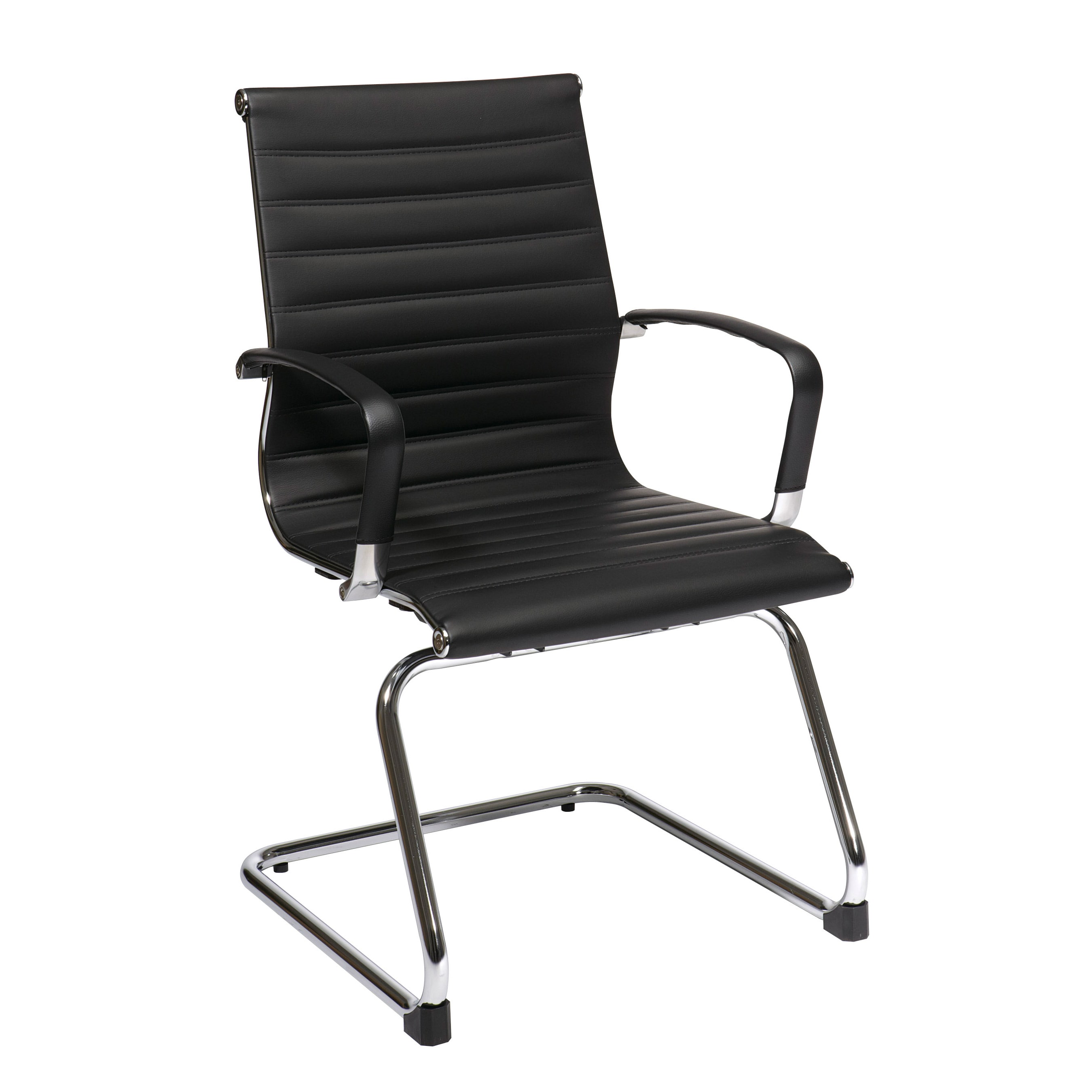 Office Star Products Mid back Black Eco Leather Visitors Chair