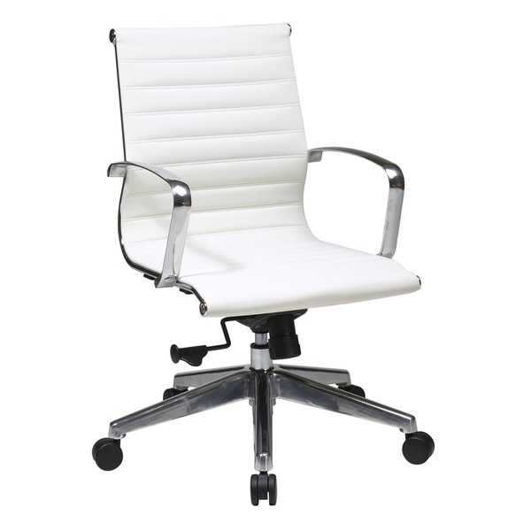 Shop Office Star Products Mid Back White Eco Leather Chair - Free ...