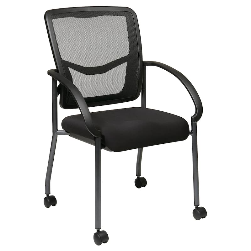 Pro-Line II Black Breathable ProGrid Rolling Visitor's Chair