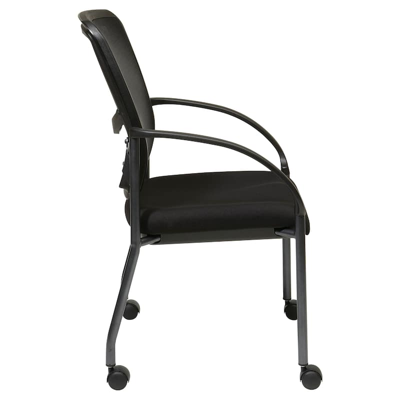 Pro-Line II Black Breathable ProGrid Rolling Visitor's Chair