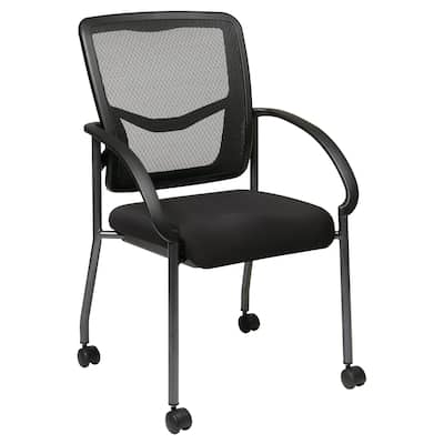 Pro-Line II Black Breathable ProGrid Rolling Visitor's Chair